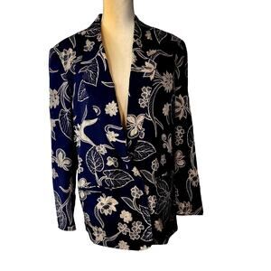 Alfred Dunner Single Button Closure Shacket Career Floral Blazer Size 12